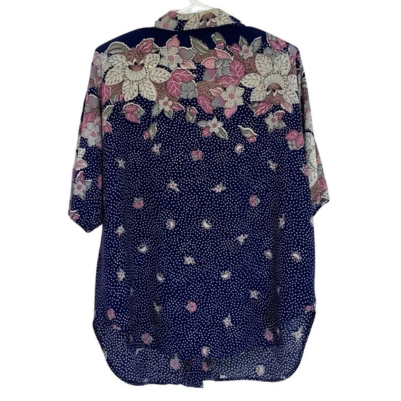 Vintage 80s Floral Printed Button Down Blouse Shoulder Pads Womens Plus Size 1X - Picture 2 of 15